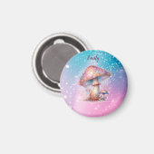 Iridescent verzauberte märchenhafte Pilze Name Magnet (Vorderseite/Rückseite)