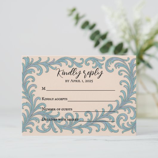 Iridescent Vow Wedding RSVP Card (Stehend Vorderseite)