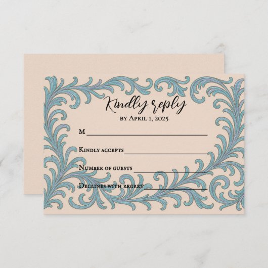 Iridescent Vow Wedding RSVP Card (Vorne/Hinten)