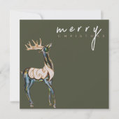 Iridescent Watercolor Rentier Frohe Weihnachten (Vorderseite)