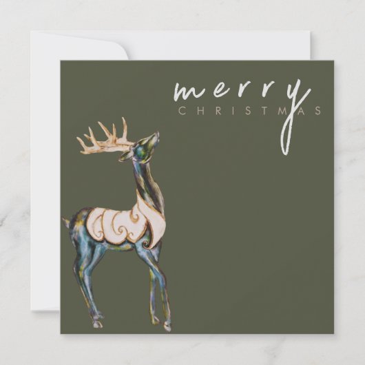 Iridescent Watercolor Rentier Frohe Weihnachten (Vorderseite)