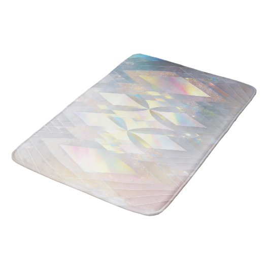 Iridescent White Diamond Pattern Badematte (Schrägansicht)