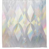 Iridescent White Diamond Pattern Duschvorhang (Vorderseite)