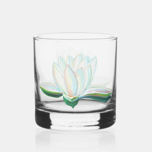 Iridescent White Lotus Illustration Whiskyglas