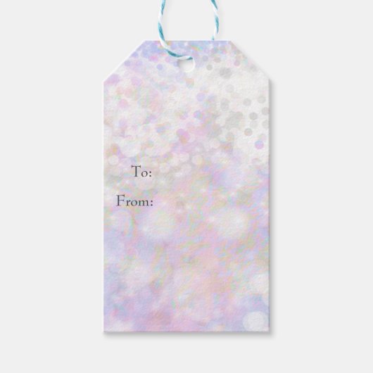 Iridescent White Sparkle Glam Wedding Party Gefall Geschenkanhänger (Vorderseite)