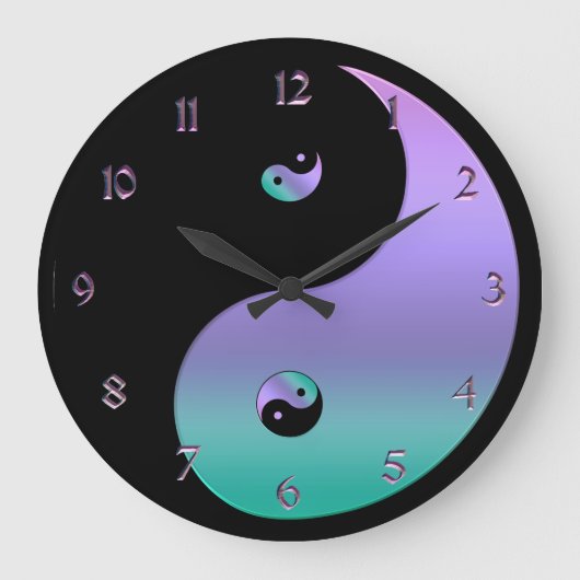 Iridescent Yin Yang Clock Große Wanduhr (Vorderseite)