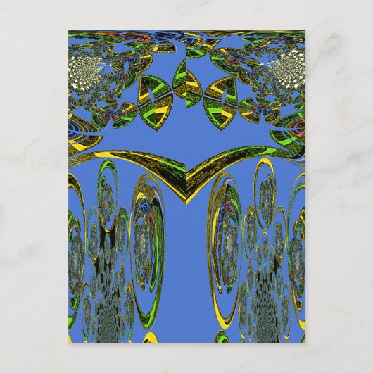 Iridescenter Kunstprint mit goldenem abstraktem De Postkarte (Vorderseite)