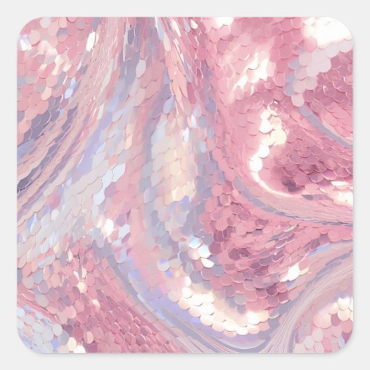 Iridesecent Pink and Purple Sequin Quadratischer Aufkleber (Vorderseite)