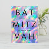 Iridesing Ultra Modern Fledermausmitzvah QR CODE U Einladung (Stehend Vorderseite)