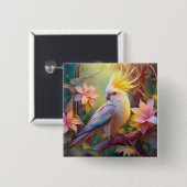 Iridesing Wing Cockatiel Fantasy Bird Button (Vorne & Hinten)