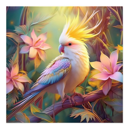 Iridesing Wing Cockatiel Fantasy Bird Fotodruck (Vorne)