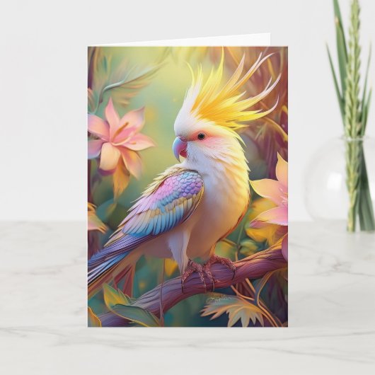 Iridesing Wing Cockatiel Fantasy Bird Karte (Vorderseite)