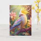 Iridesing Wing Cockatiel Fantasy Bird Karte (Gelbe Blume)