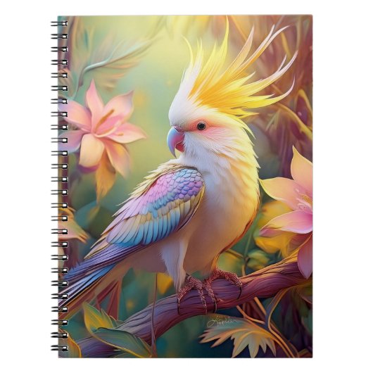 Iridesing Wing Cockatiel Fantasy Bird Notizblock (Vorderseite)