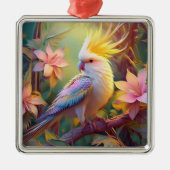 Iridesing Wing Cockatiel Fantasy Bird Ornament Aus Metall (Vorne)
