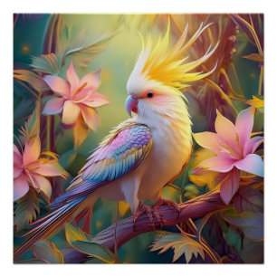 Iridesing Wing Cockatiel Fantasy Bird Poster