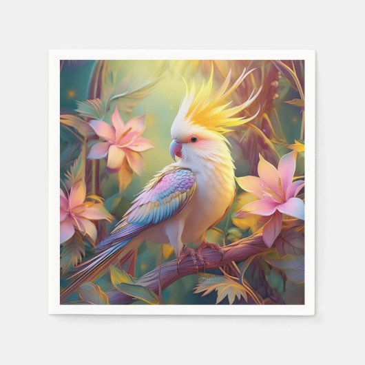 Iridesing Wing Cockatiel Fantasy Bird Serviette (Vorderseite)