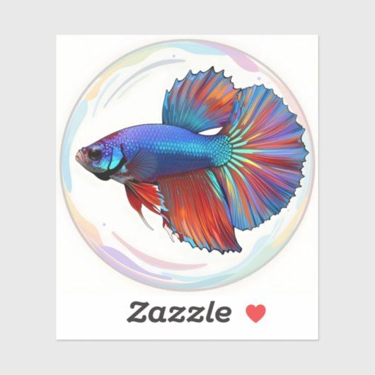 Irideszenter Strom – Betta-Fisch Kunst Quadratisch Aufkleber (Blatt)