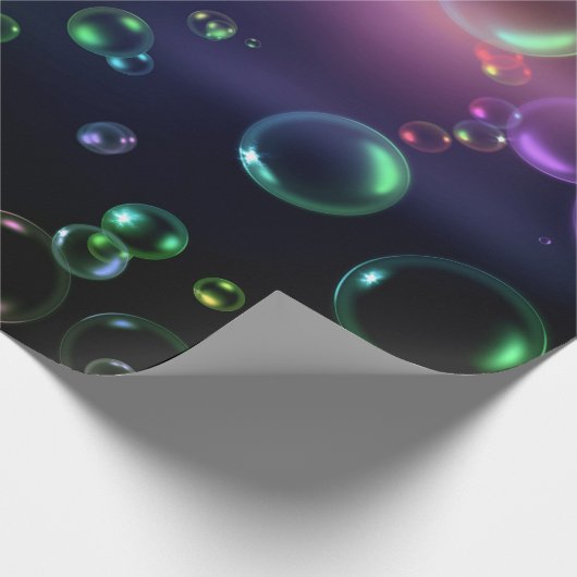 Irideszierende Blase auf schwarz Geschenkpapier (Ecke)