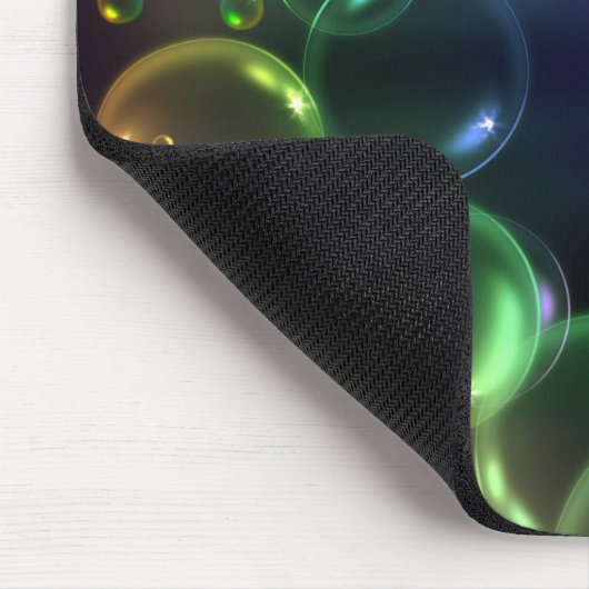 Irideszierende Blase auf schwarz Mousepad (Ecke)