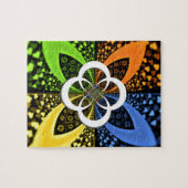 Irideszierende blaugrüne gelbe Herzen Puzzle (Horizontal)