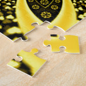 Irideszierende blaugrüne gelbe Herzen Puzzle (Seite)