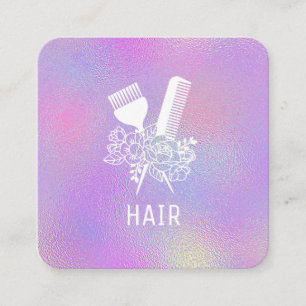 *~* Irideszierende Foil Rainbow Comb Blume Pinsel  Quadratische Visitenkarte