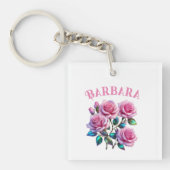 Irideszierende holografische Rose auf Stems Schlüsselanhänger (Vorderseite)