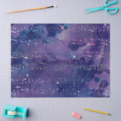 Irideszierende Musikereignisse über Lila Dekoupage Seidenpapier (Basteln)