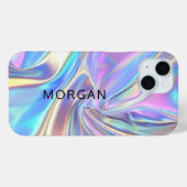 Irideszierendes, silbriges Metallic-Stoff, großer Case-Mate iPhone Hülle (Rückseite (Horizontal))