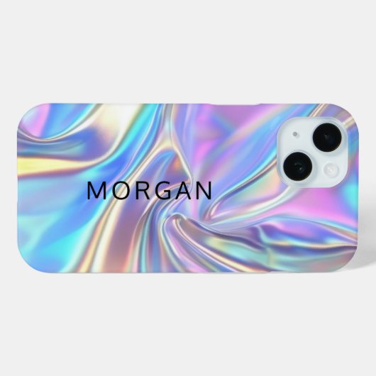 Irideszierendes, silbriges Metallic-Stoff, großer Case-Mate iPhone Hülle (Rückseite (Horizontal))