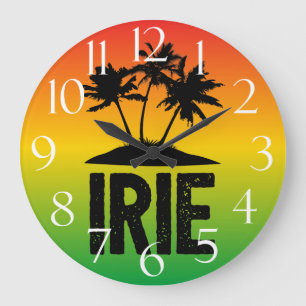 IRIE Jamaican Rastafarian Sunset and Palm Trees Große Wanduhr