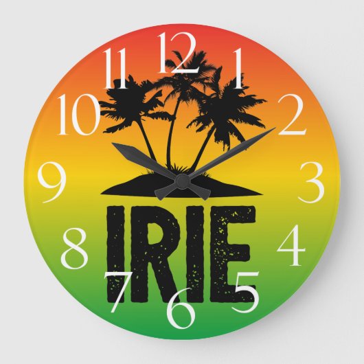 IRIE Jamaican Rastafarian Sunset and Palm Trees Große Wanduhr (Vorderseite)