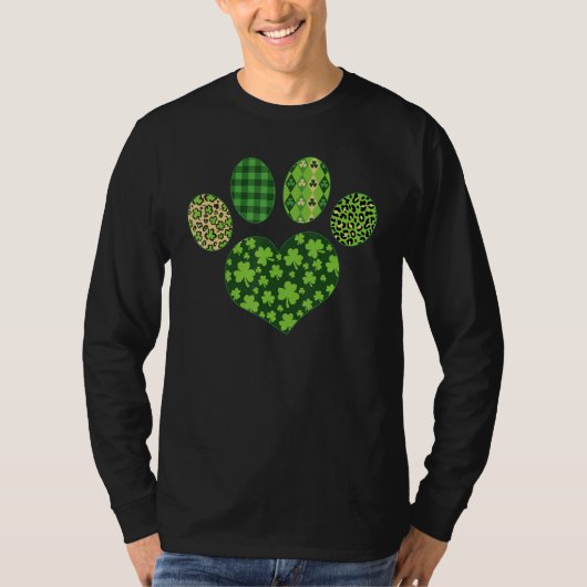 Iriish Cute Dog Paw C St Patrick's Day Lucky Shamr T-Shirt (Vorderseite)