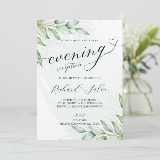 IRINA Abend Wedding Reception Party Einladung (Stehend Vorderseite)