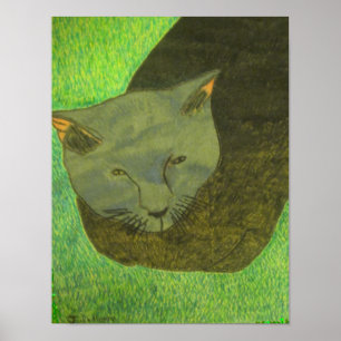 Irina die Katze auf dem Gras durch Julia Hanna Poster