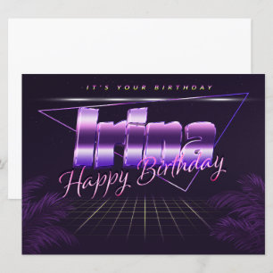 Irina Name Vorname lila retro Karte Geburtstag