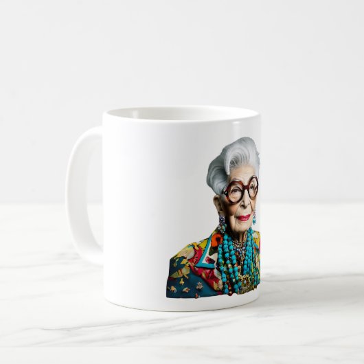 Iris Apfel Kaffeetasse (Vorderseite Links)