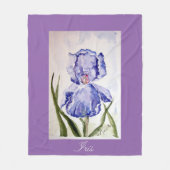 Iris-Aquarell-Babydecke Fleecedecke (Vorderseite)