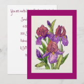 Iris-Aquarell Einladung (Vorne/Hinten)