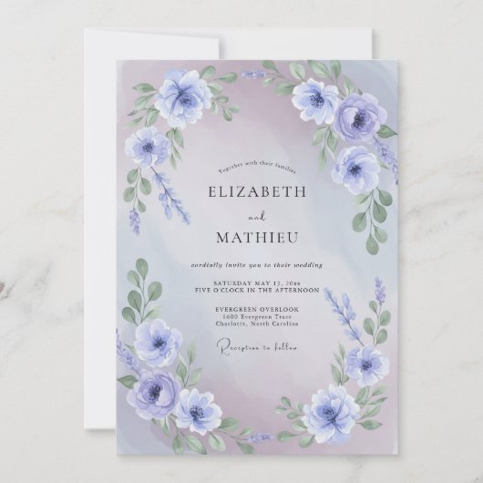 Iris-Aquarell-Hochzeit Einladung (Vorderseite)