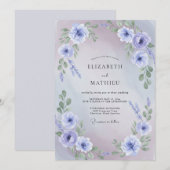 Iris-Aquarell-Hochzeit Einladung (Vorne/Hinten)