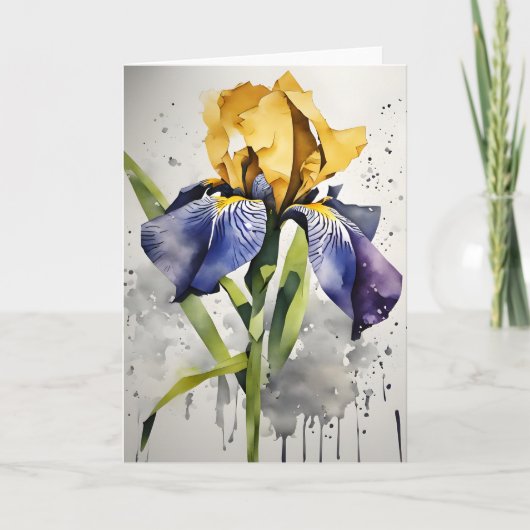 Iris - Aquarellblumen Karte (Vorderseite)