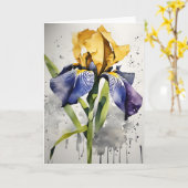 Iris - Aquarellblumen Karte (Gelbe Blume)