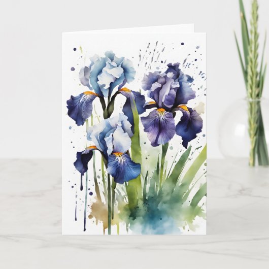 Iris - Aquarellblumen Karte (Vorderseite)