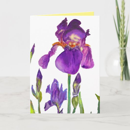 Iris Aquarellmalerei Lila Blume Blumenstrauß Karte (Vorderseite)