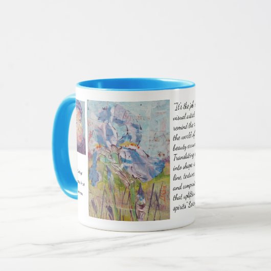 Iris auf Collage / Künstler Larry Lerew Tasse (Vorderseite Links)
