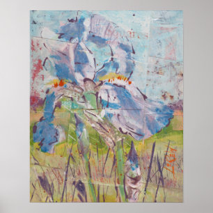 Iris auf Collage-Malerei / Künstler Larry Lerew Poster