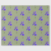 Iris auf Grün Geschenkpapier (Flach)