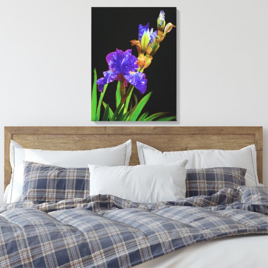 Iris auf schwarz leinwanddruck (Insitu (Schlafzimmer))